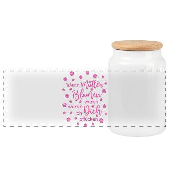 If mothers were flowers I would pick you - Panoramic Cookie Jar with Wooden Lid - white - Front