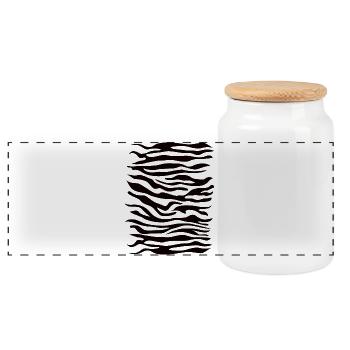 Zebra Muster schwarz - Panorama Keksdose mit Holzdeckel - Weiß - Vorne