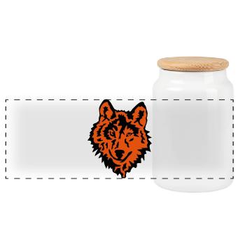 le loup - Boîte à biscuits avec couvercle en bois - blanc - Devant