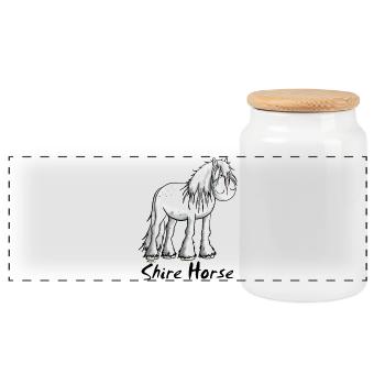 Funny Shire Horse I Kaltblutpferd I Geschenk - Panorama Keksdose mit Holzdeckel - Weiß - Vorne