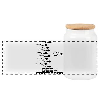 Geek Conception - Boîte à biscuits avec couvercle en bois - blanc - Devant
