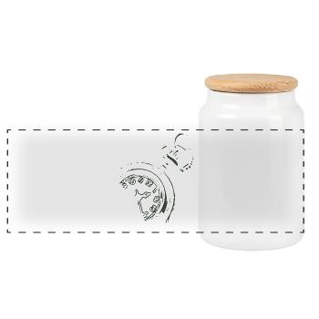 Kreisförmige Linienkunst Grün - Panorama Keksdose mit Holzdeckel - Weiß - Vorne