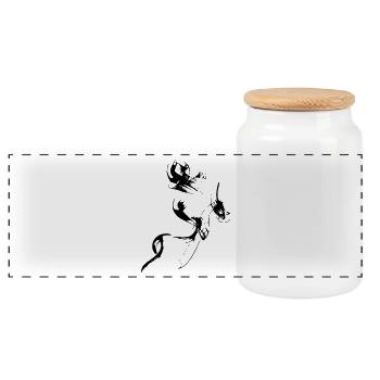 Gouttes de couleur - ligne / noir - Boîte à biscuits avec couvercle en bois - blanc - Devant