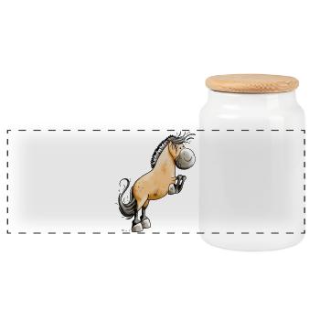 Funny Fjord Horse - Panoramic Cookie Jar with Wooden Lid - white - Front