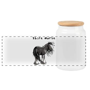 Süßes Shire Horse - Panorama Keksdose mit Holzdeckel - Weiß - Vorne