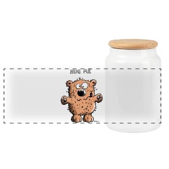 Hug Me Braunbär - Panorama Keksdose mit Holzdeckel - Weiß - Vorne