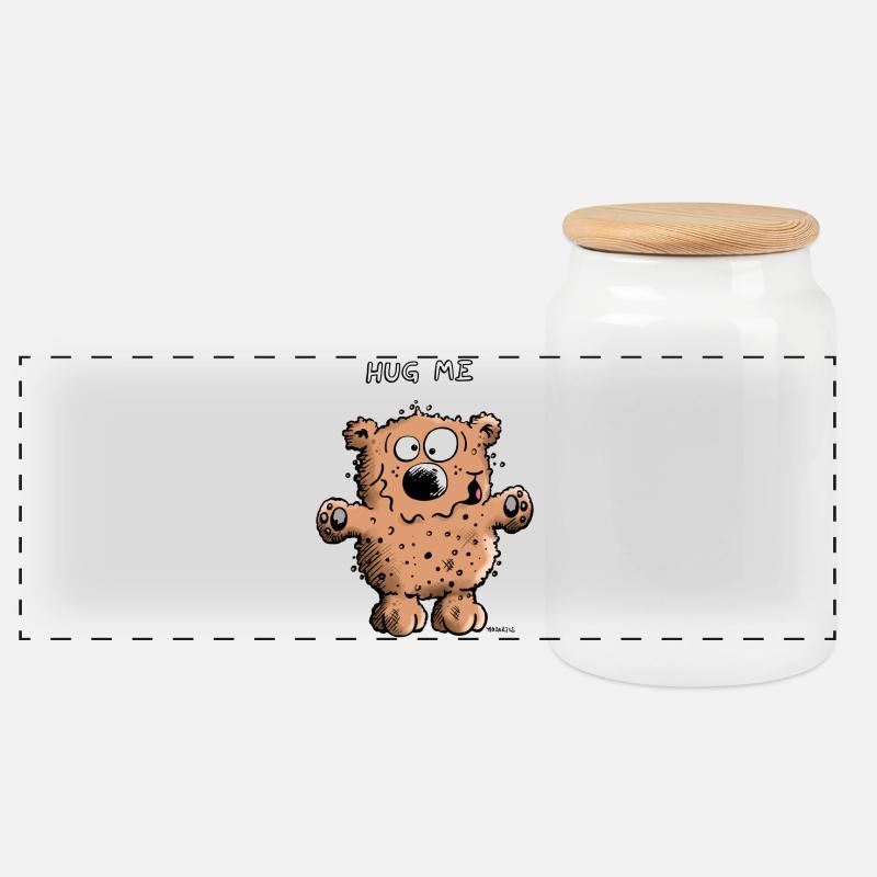 Hug Me Braunbär - Panorama Keksdose mit Holzdeckel - Weiß