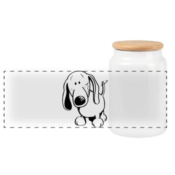 Lustiger Dackel - Dachshund - Panorama Keksdose mit Holzdeckel - Weiß - Vorne