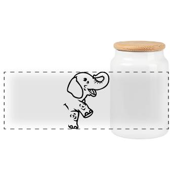 Elefant, Afrika - Panorama Keksdose mit Holzdeckel - Weiß - Vorne