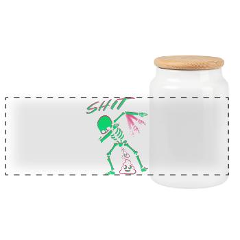 Funny skeleton - Panoramic Cookie Jar with Wooden Lid - white - Front
