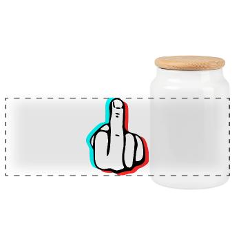 Baiser le doigt - Boîte à biscuits avec couvercle en bois - blanc - Devant