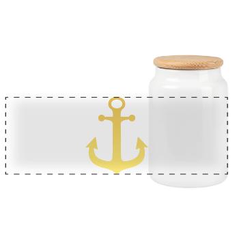 Golden Anchor - Panoramic Cookie Jar with Wooden Lid - white - Front