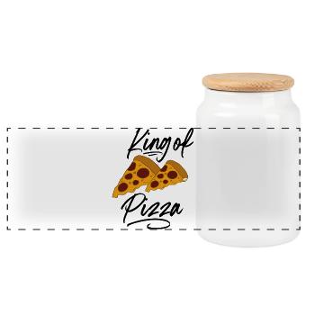 Pizza - Panorama Keksdose mit Holzdeckel - Weiß - Vorne