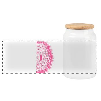 Ligne pissenlit / rose - Boîte à biscuits avec couvercle en bois - blanc - Devant