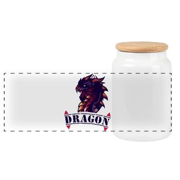 Logo du dragon avec accents de feu - Boîte à biscuits avec couvercle en bois - blanc - Devant