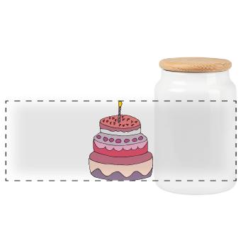 Gâteau - Boîte à biscuits avec couvercle en bois - blanc - Devant
