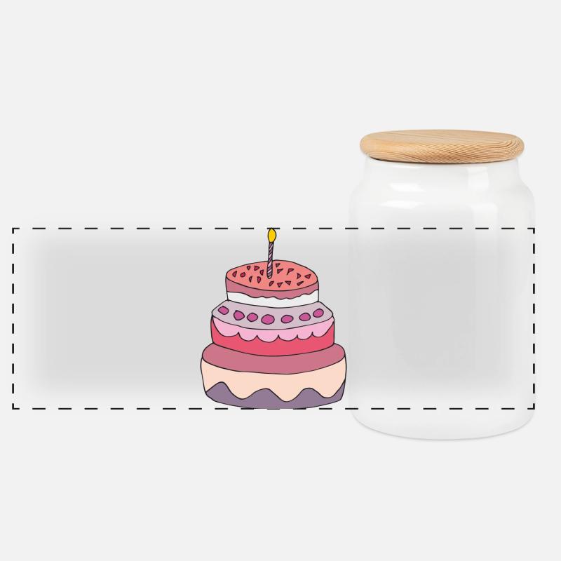 Torte - Panorama Keksdose mit Holzdeckel - Weiß