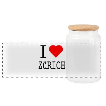 I Love Zurich – City Statement with Heart - Panoramic Cookie Jar with Wooden Lid - white - Front