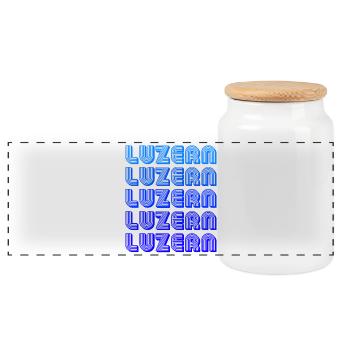 Luzern Gradient Schriftzug - Panorama Keksdose mit Holzdeckel - Weiß - Vorne