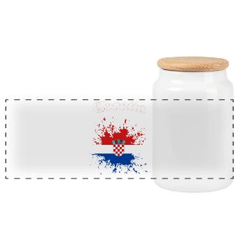 Kroatien Splatter Croatia - Panorama Keksdose mit Holzdeckel - Weiß - Vorne