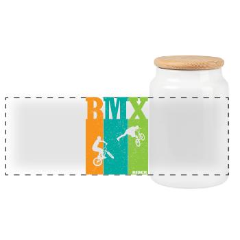 Silhouettes des riders BMX Color Block - Boîte à biscuits avec couvercle en bois - blanc - Devant