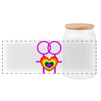 lesbian women female symbols CSD - Panoramic Cookie Jar with Wooden Lid - white - Front
