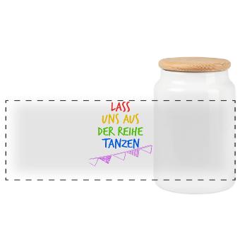 Lass uns aus der Reihe tanzen - Sommer - Panorama Keksdose mit Holzdeckel - Weiß - Vorne