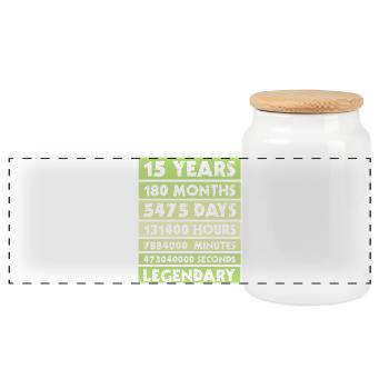 15 years legendary - anniversary - company - anniversary - Panoramic Cookie Jar with Wooden Lid - white - Front