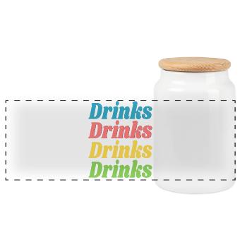 Drinks Drinks Drinks Drinks / Sayings / Trend - Panoramic Cookie Jar with Wooden Lid - white - Front