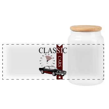 Automobile Classic Cars - Panorama Keksdose mit Holzdeckel - Weiß - Vorne
