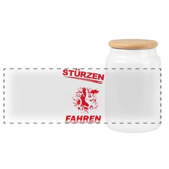 stürzen, fahrrad, Mountainbiker Sturz MTB downhill - Panorama Keksdose mit Holzdeckel - Weiß - Vorne
