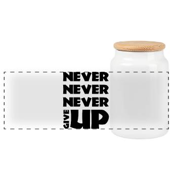jamais jamais abandonner - Boîte à biscuits avec couvercle en bois - blanc - Devant