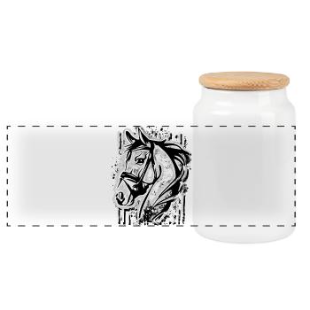 Reiten - Reiter - Reitsport - Pferdekopf - Stute - Panorama Keksdose mit Holzdeckel - Weiß - Vorne