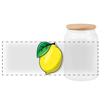 lemon - Panoramic Cookie Jar with Wooden Lid - white - Front