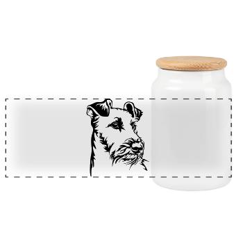 Irish Terrier Kopf - Panorama Keksdose mit Holzdeckel - Weiß - Vorne