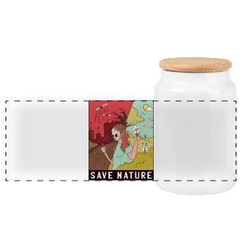Save Nature (écologie) - Boîte à biscuits avec couvercle en bois - blanc - Devant