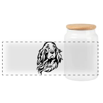 Irish Setter Kopf - Panorama Keksdose mit Holzdeckel - Weiß - Vorne