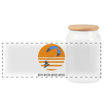 Kitesurf - Panoramic Cookie Jar with Wooden Lid - white - Front