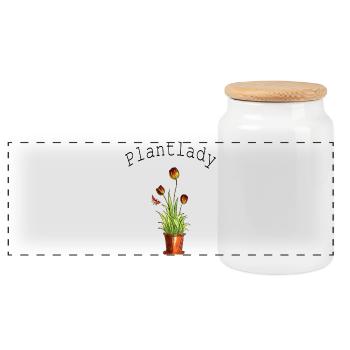Flowers Lady - Panoramic Cookie Jar with Wooden Lid - white - Front
