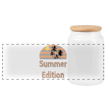 Summer Edition / Summer / Sea / Trend / Sayings - Panoramic Cookie Jar with Wooden Lid - white - Front