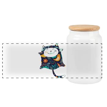 Cat Flowers Süßes Katzen Blumen Design - Panorama Keksdose mit Holzdeckel - Weiß - Vorne