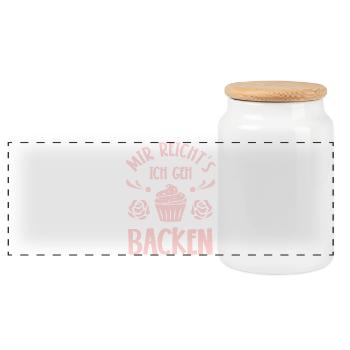 Backen Bäcker Bäckerin - Panorama Keksdose mit Holzdeckel - Weiß - Vorne