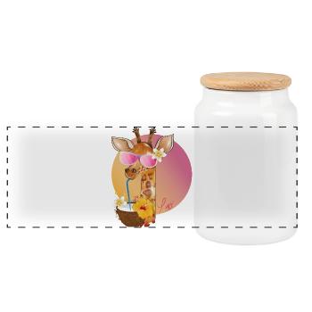 coole Giraffe mit Sonnenbrille genießt den Sommer - Panorama Keksdose mit Holzdeckel - Weiß - Vorne