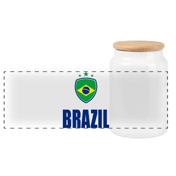 BRASILIEN FUßBALLSPORT - Panorama Keksdose mit Holzdeckel - Weiß - Vorne