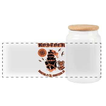 Rostock Hometown - Panoramic Cookie Jar with Wooden Lid - white - Front