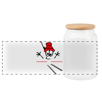 Biathlon, winter sports, skiing - Panoramic Cookie Jar with Wooden Lid - white - Front