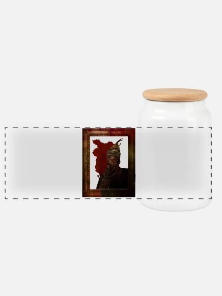 Gjergj Kastrioti - Panoramic Cookie Jar with Wooden Lid - white