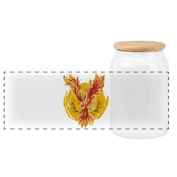 Phoenix zen power animal spirituality - Panoramic Cookie Jar with Wooden Lid - white - Front