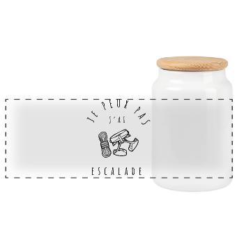 j'peux pas j'ai escalde, j peux pas j'ai escalade - Boîte à biscuits avec couvercle en bois - blanc - Devant