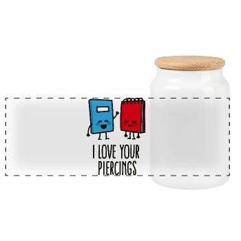 Funny piercers, piercing, I love your piercings - Panoramic Cookie Jar with Wooden Lid - white - Front